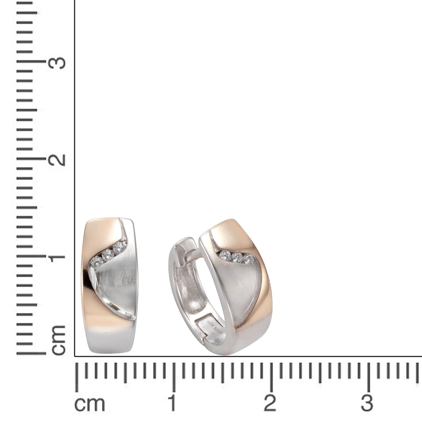 Klappcreolen 925/- Sterling Silber rhodiniert 1,5cm Zirkonia