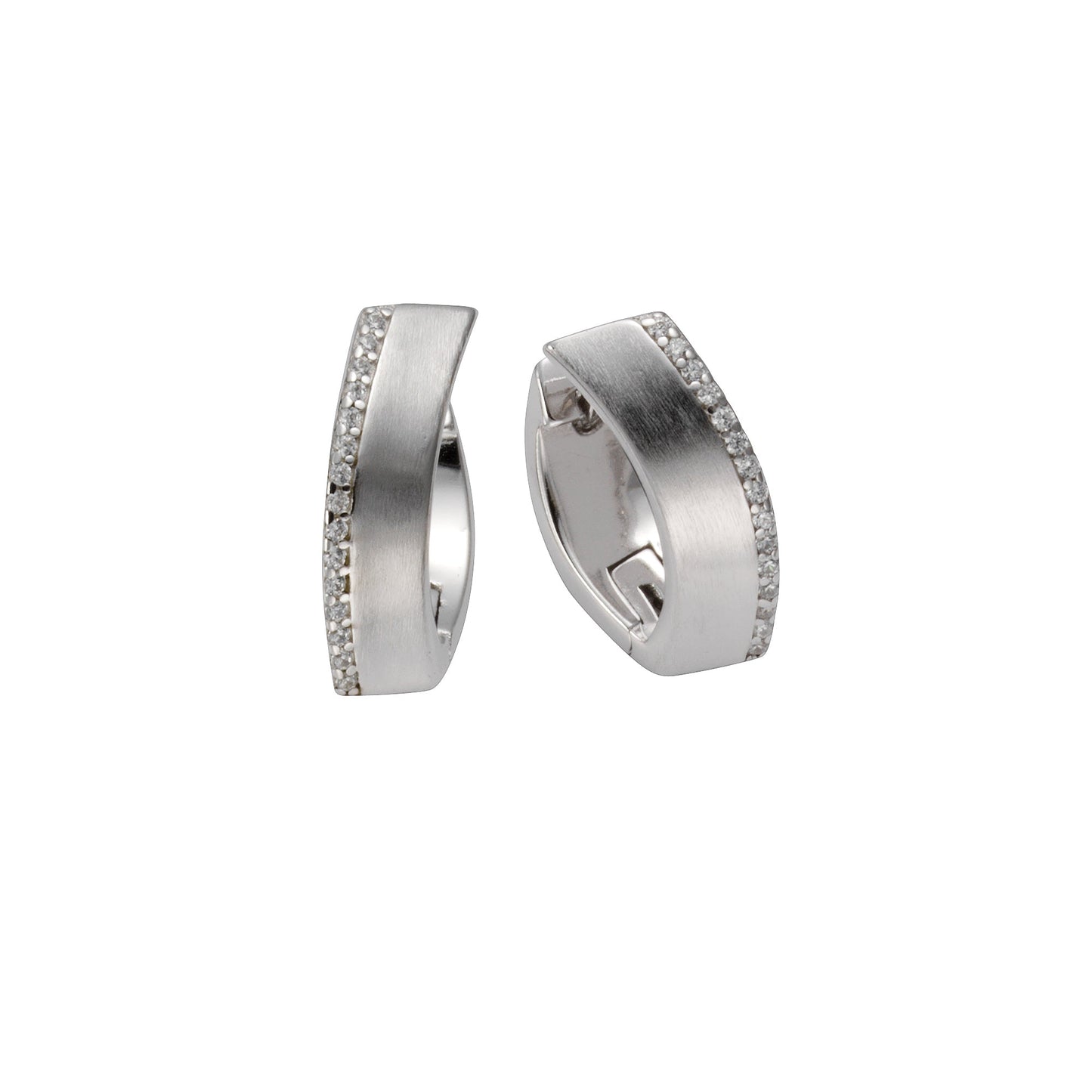 Klappcreolen 925/- Sterling Silber rhodiniert 1,9cm Zirkonia