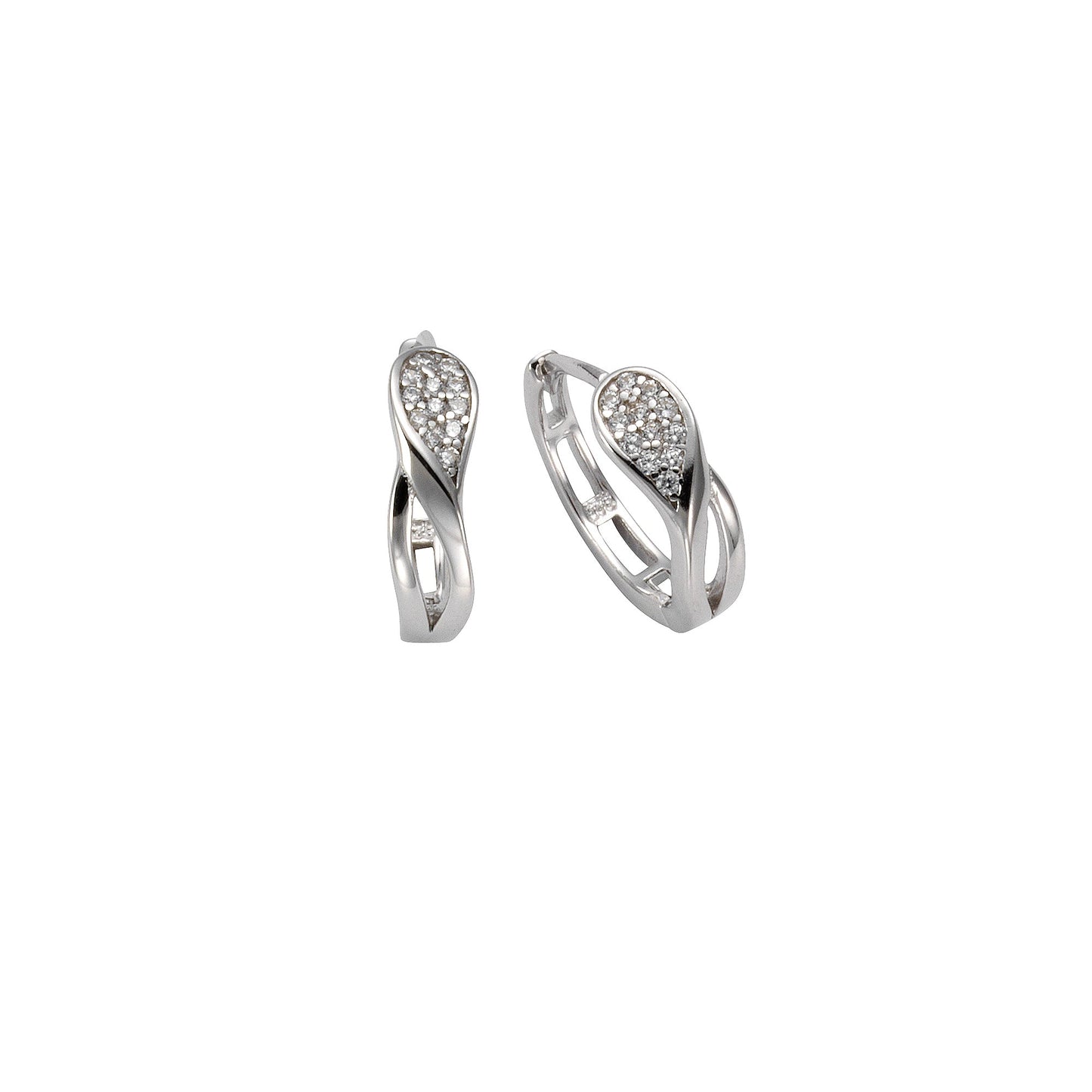 Ohrringe 925/- Sterling Silber rhodiniert 1,4cm Zirkonia