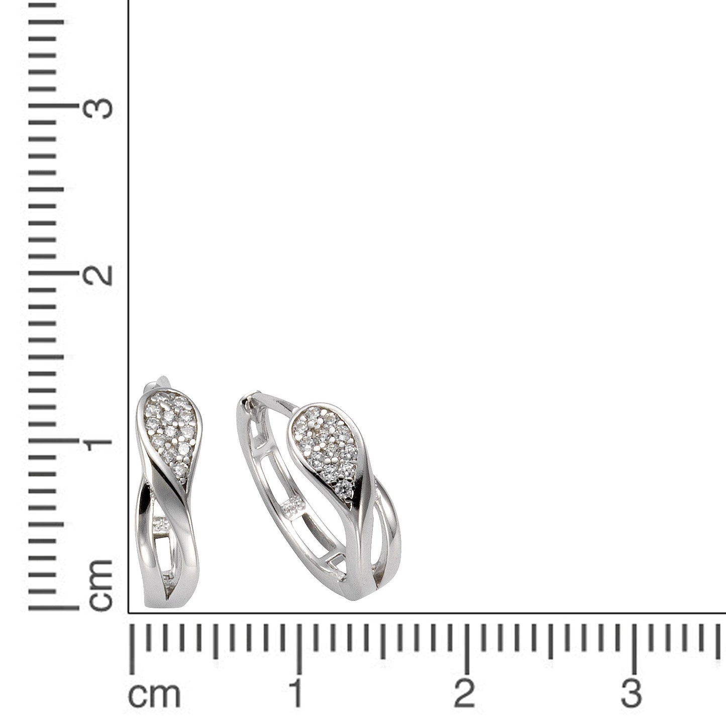 Ohrringe 925/- Sterling Silber rhodiniert 1,4cm Zirkonia