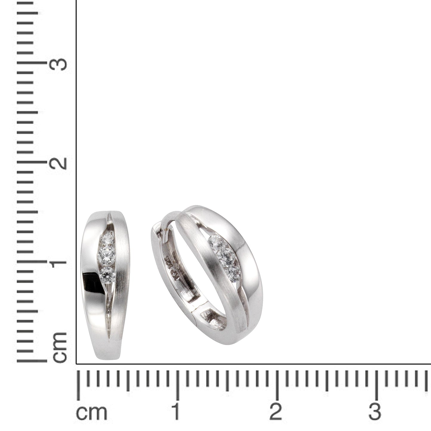 Klappcreolen 925/- Sterling Silber rhodiniert 1,6cm Zirkonia