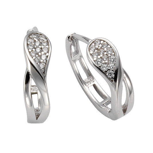 Zeeme Basic - Damen-Ohrringe aus 925 Sterling Silber rhodiniert mit 24 weißen Zirkonia-Steinen