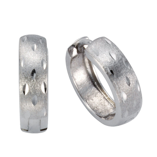 Ohrringe aus 925 Silber rhodiniert + diamantiert mit 1,4cm Durchmesser