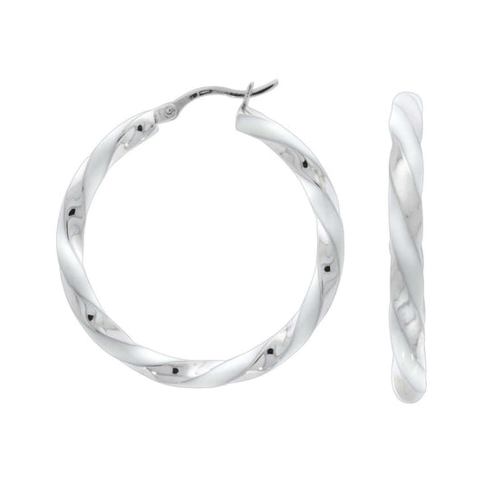 Schmuck Creolen Ohrringe Damen 925 Silber rhodiniert Lack weiss 3,7cm, 1 Paar günstig kaufen
