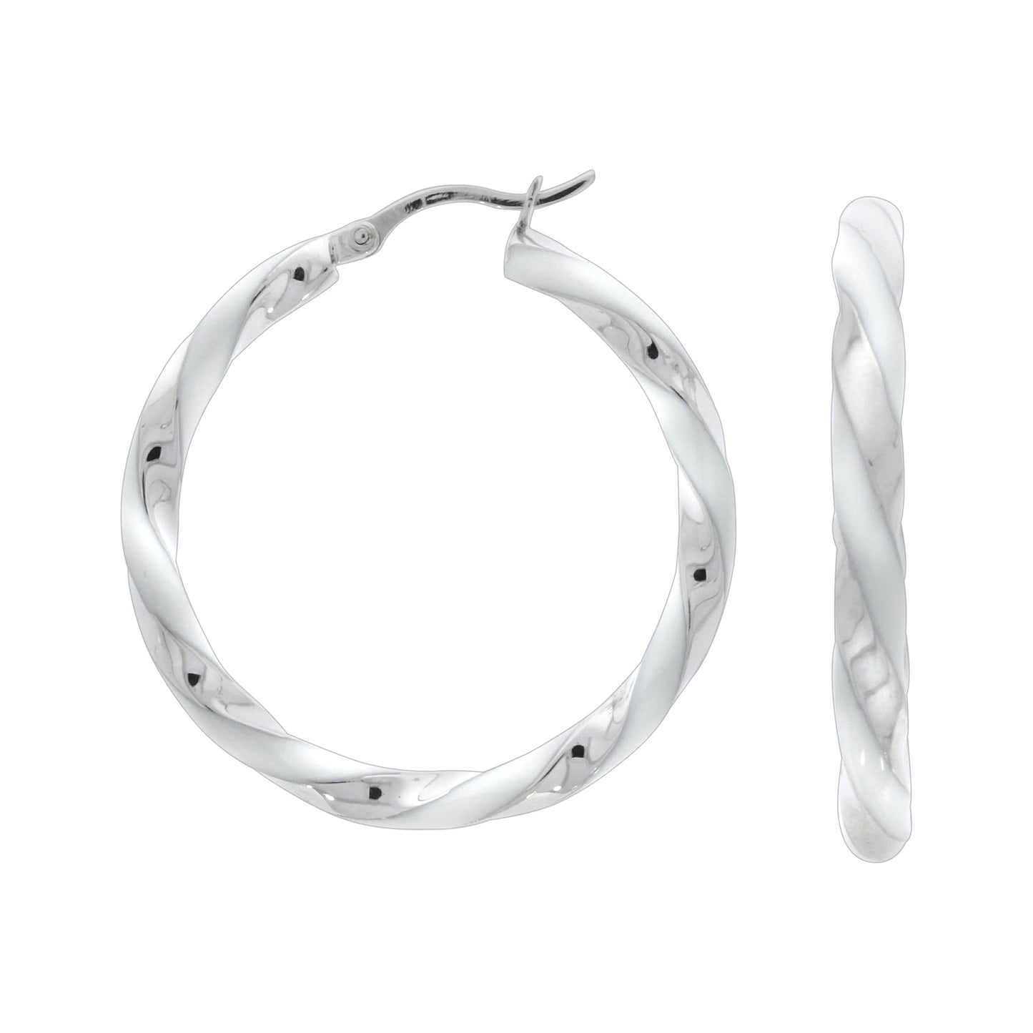 Creolen 925/- Sterling Silber rhodiniert 3,7cm