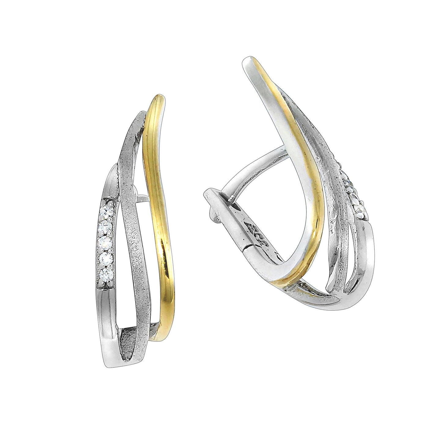 Klappcreolen 925/- Sterling Silber vergoldet (teil) 2,0cm Zirkonia