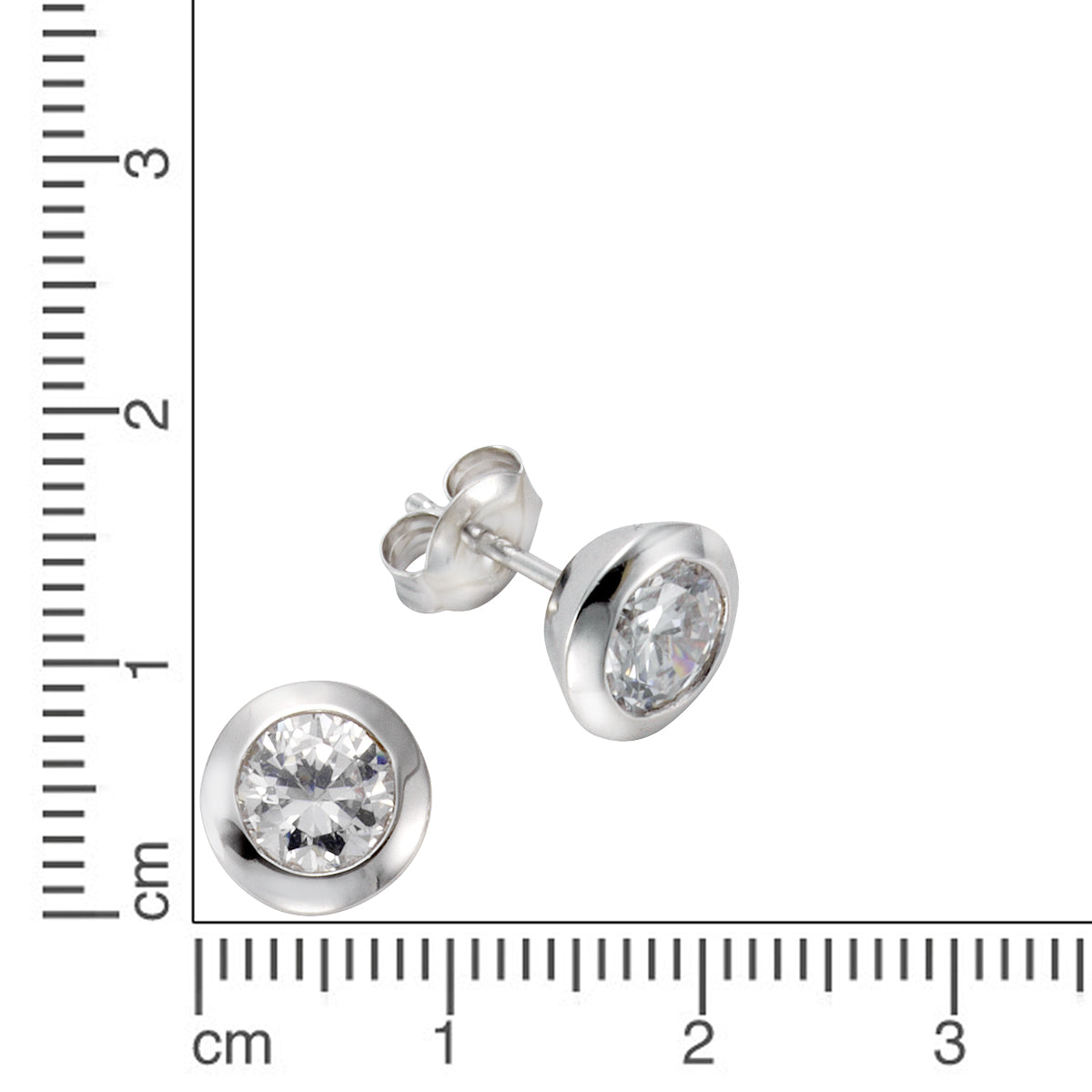 Ohrstecker 925/- Sterling Silber rhodiniert 0,9cm Zirkonia