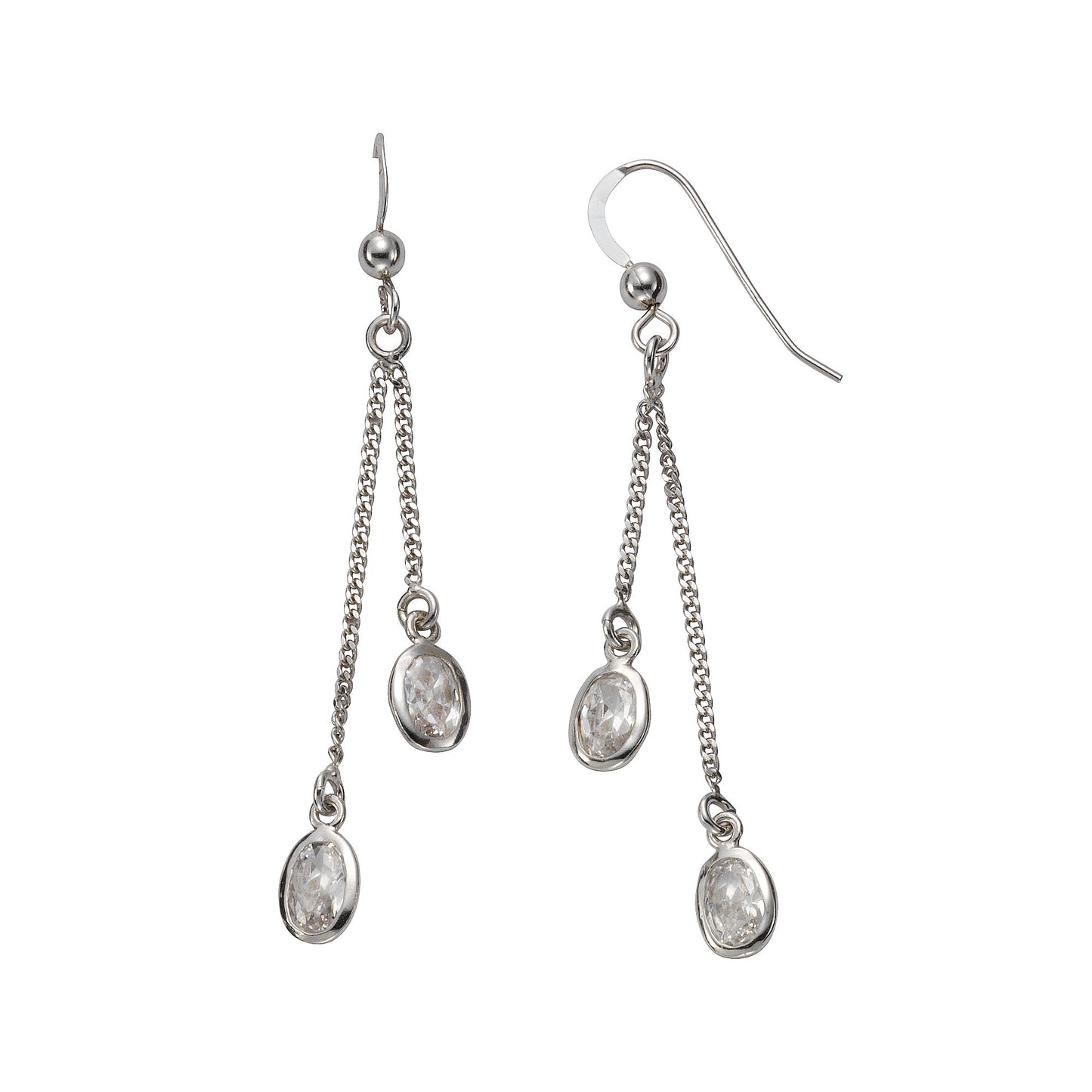Ohrhänger 925/- Sterling Silber rhodiniert 5,5cm Zirkonia