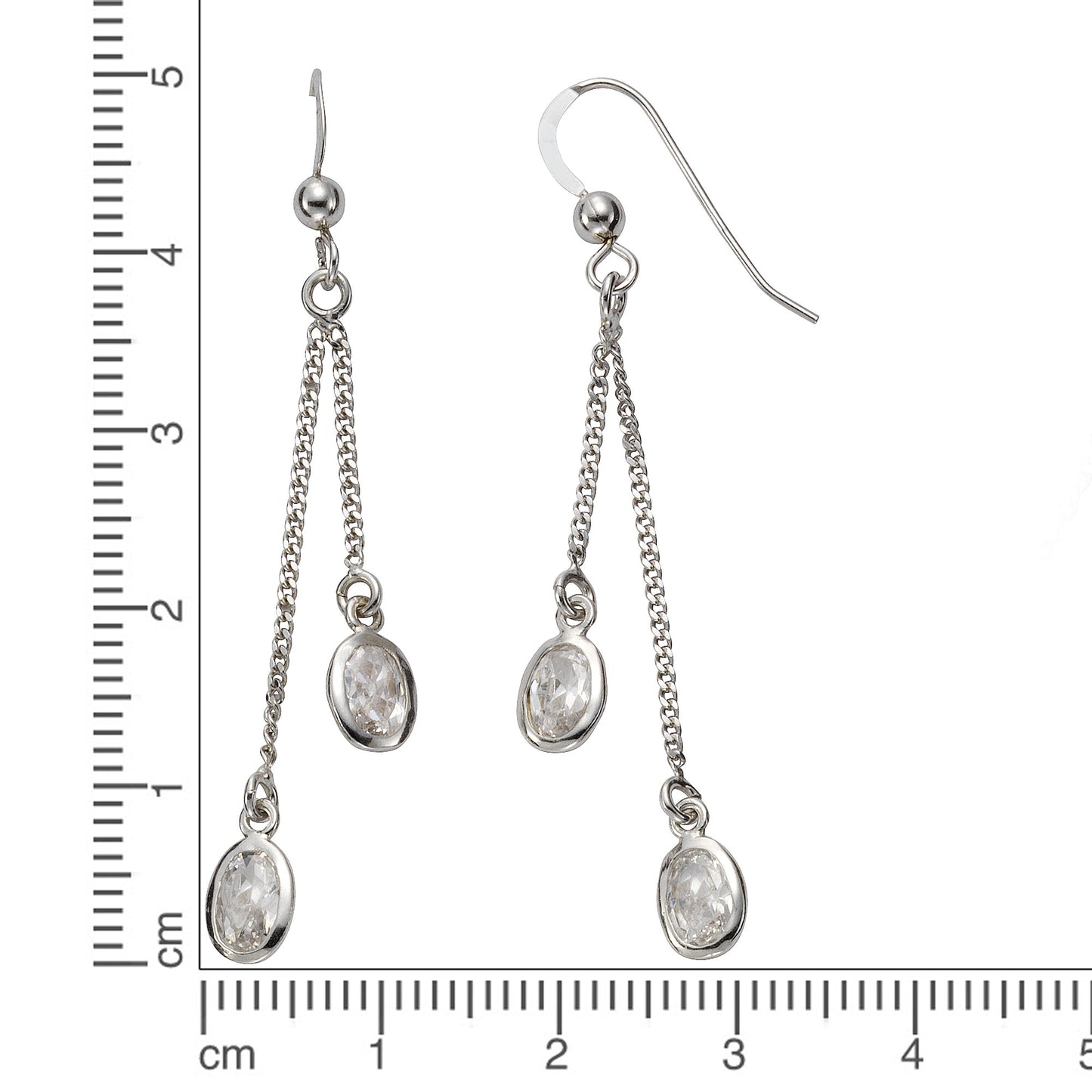 Ohrhänger 925/- Sterling Silber rhodiniert 5,5cm Zirkonia