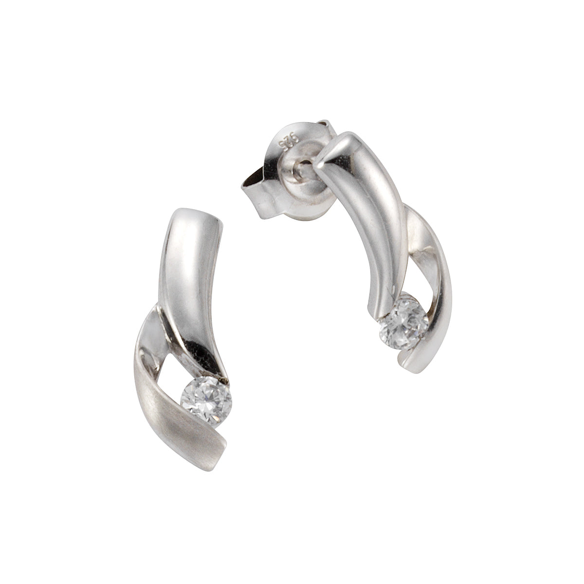 Ohrstecker 925/- Sterling Silber rhodiniert 1,5cm Zirkonia