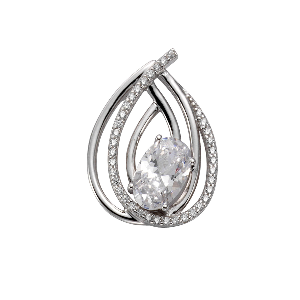 Anhänger 925/- Sterling Silber rhodiniert 2,0cm Zirkonia
