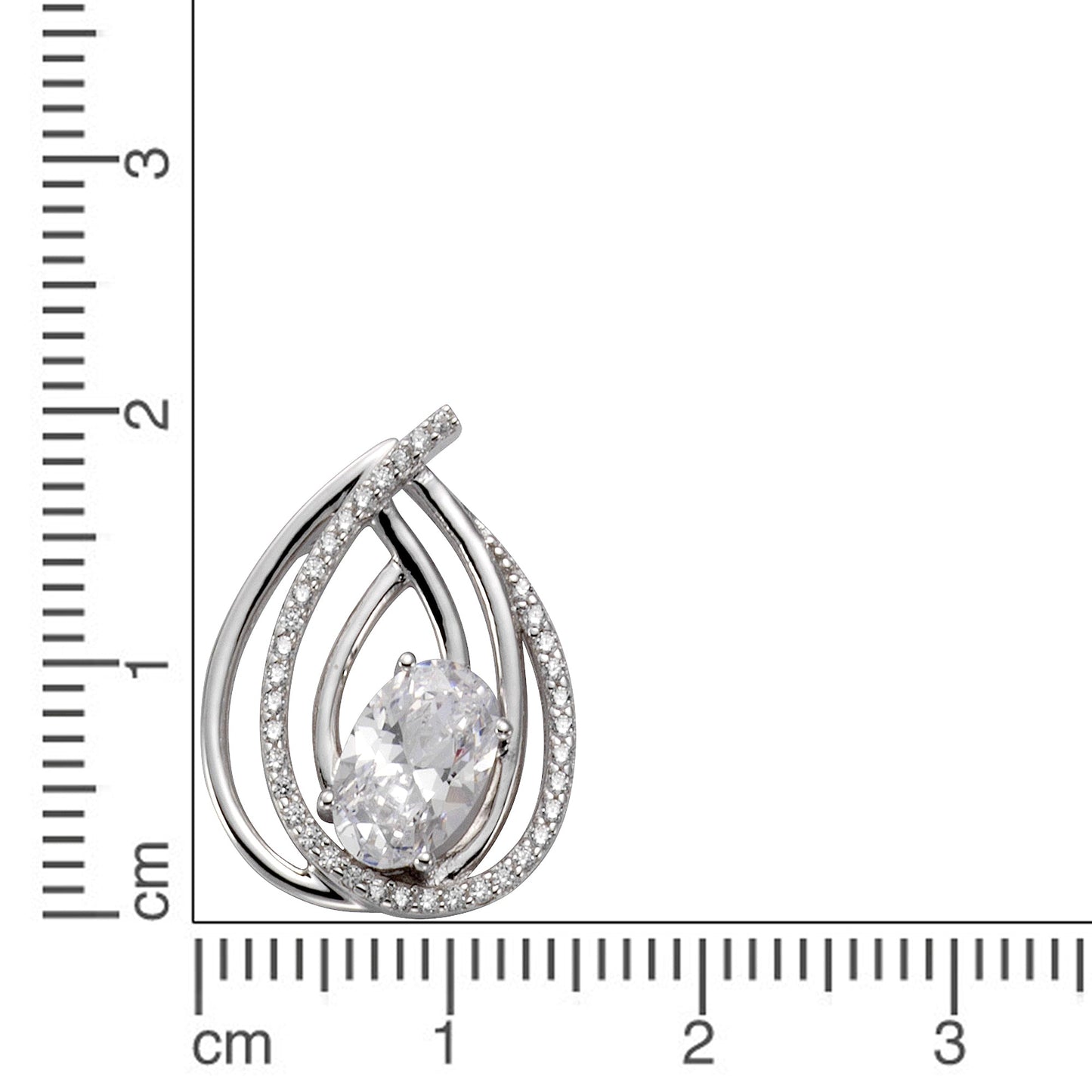 Anhänger 925/- Sterling Silber rhodiniert 2,0cm Zirkonia