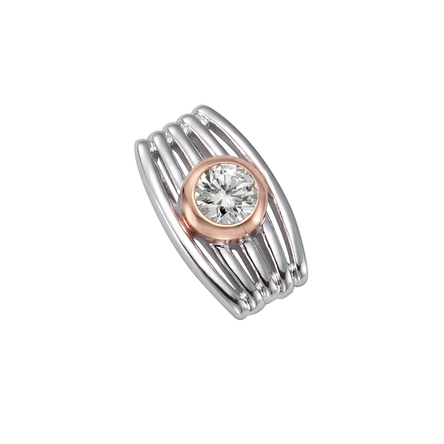 Anhänger 925/- Sterling Silber rotvergoldet (teil), rhodiniert 1,7cm Zirkonia