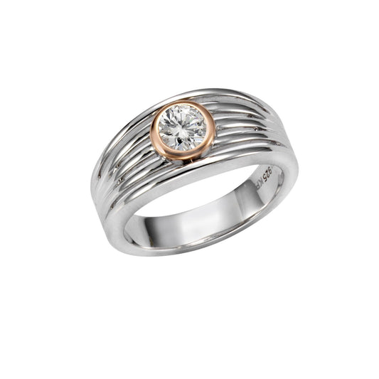 Schmuck Ring Damen Silber 925 zweifarbig Zirkonia günstig kaufen