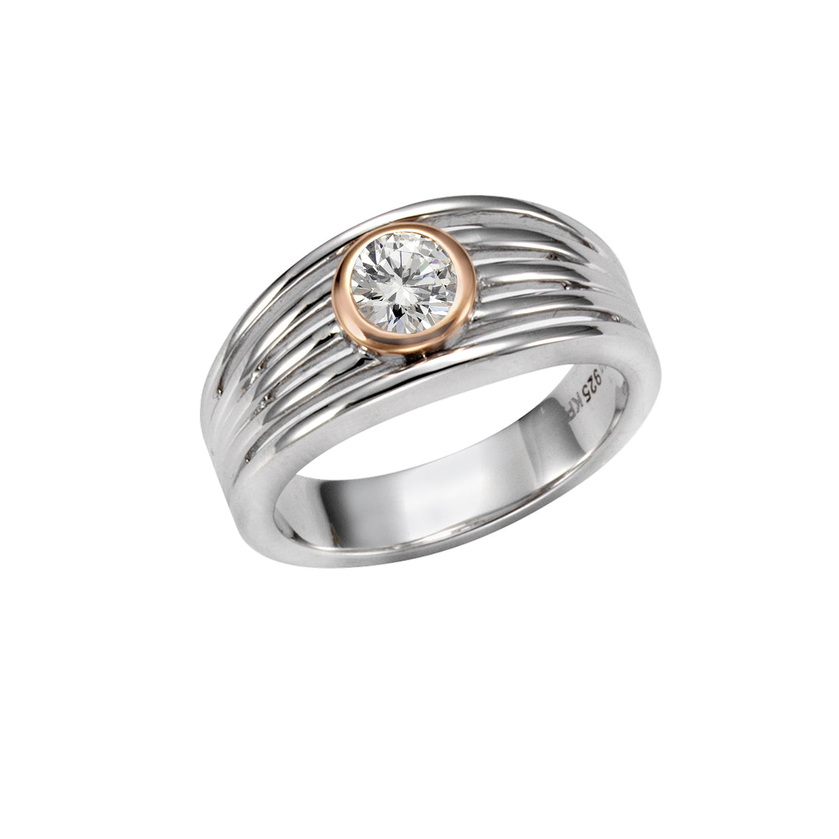 Ring Silber 925 rhodiniert zweifarbig mit Zirkonia