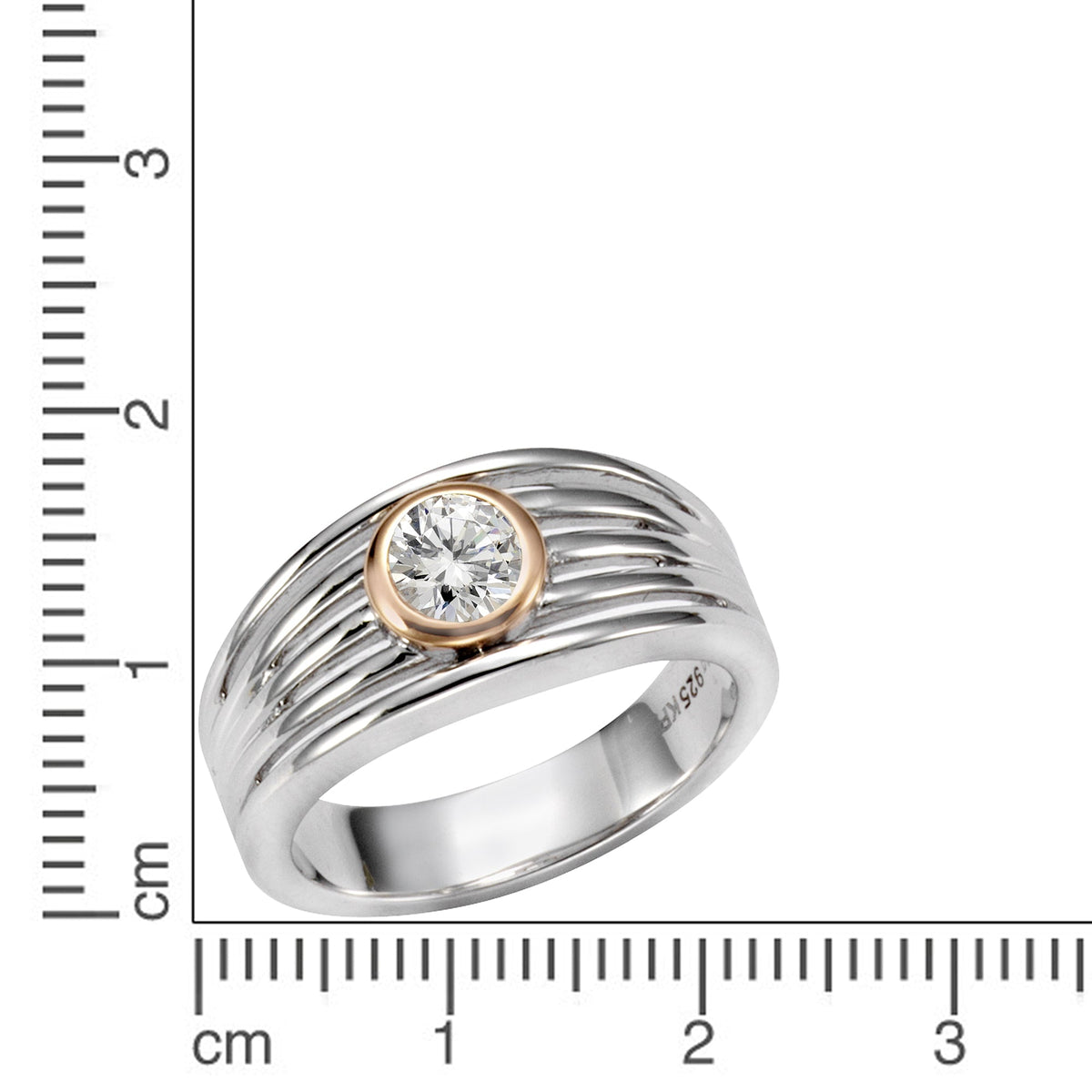Ring 925/- Sterling Silber rotvergoldet (teil), rhodiniert Zirkonia