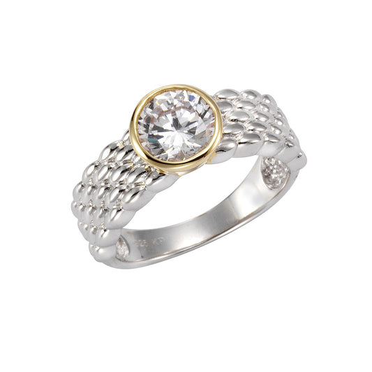 Ring Damen 925 Silber zweifarbig Zirkonia weiß