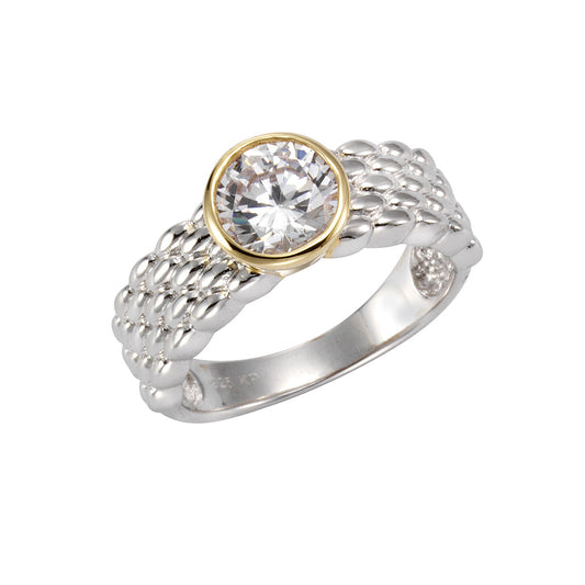 Ring Silber 925 zweifarbig mit Zirkonia weiß