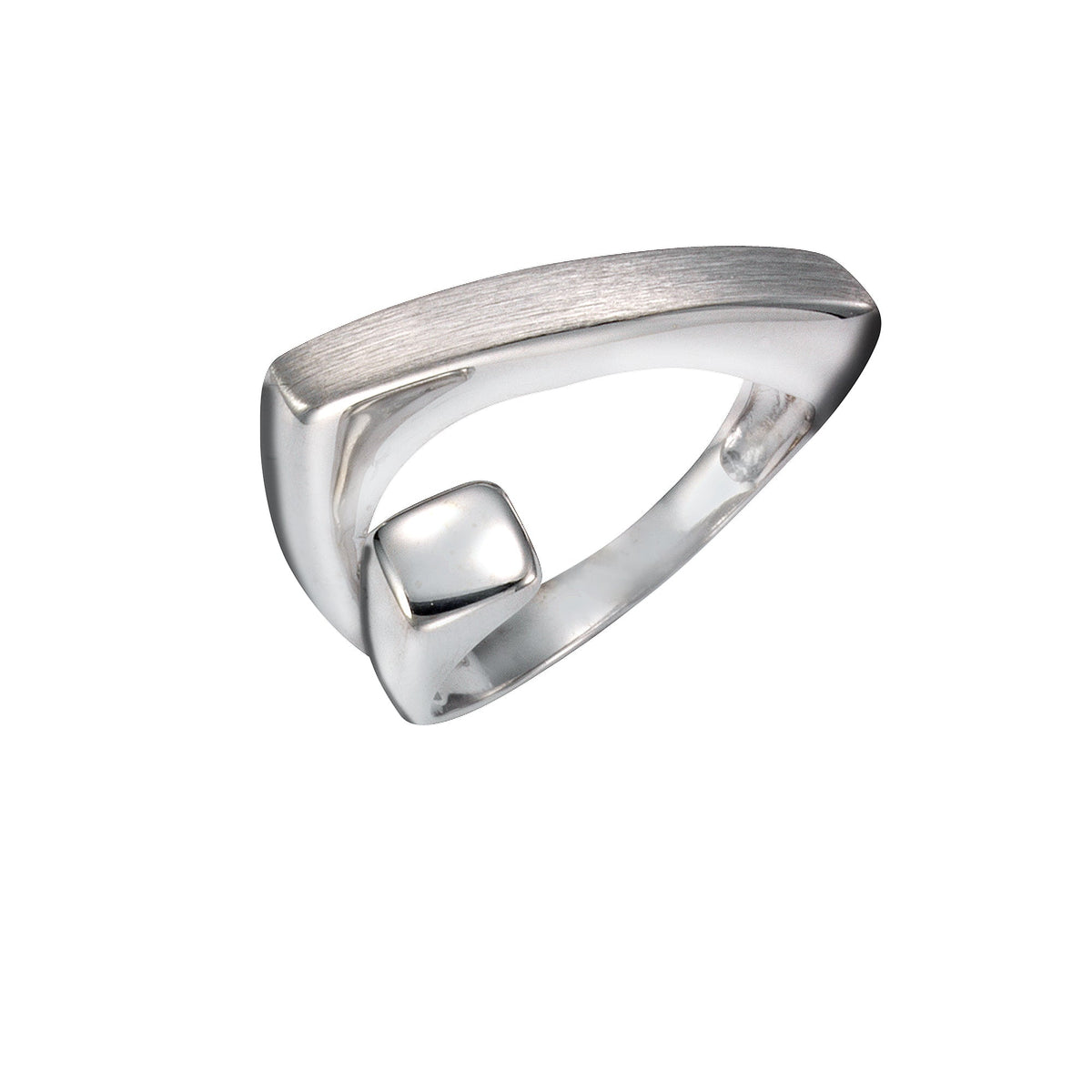Ring Silber 925 rhodiniert mit mattiertierter und glänzender Oberfläche