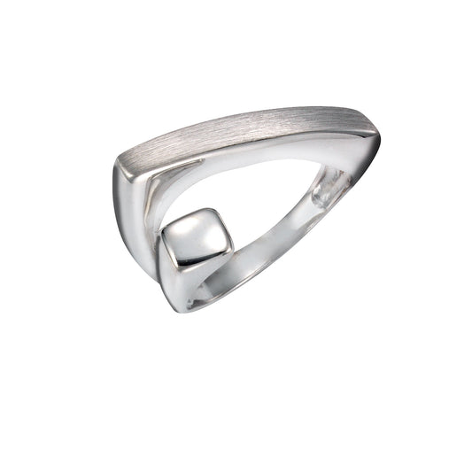 Ring Silber 925 rhodiniert mit mattiertierter und glänzender Oberfläche