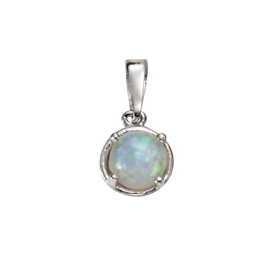 Anhänger 925/- Sterling Silber rhodiniert mit synth. Opal und 1,45cm Länge