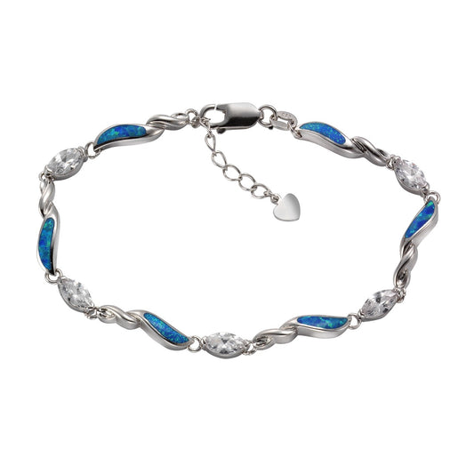 Schmuck Armband Damen 925er Sterling Silber synth. Opal Zirkonia 18+3cm günstig kaufen