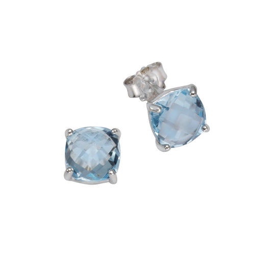 Ohrstecker aus 925/- Sterling Silber rhodiniert mit je einem Blautopas sky