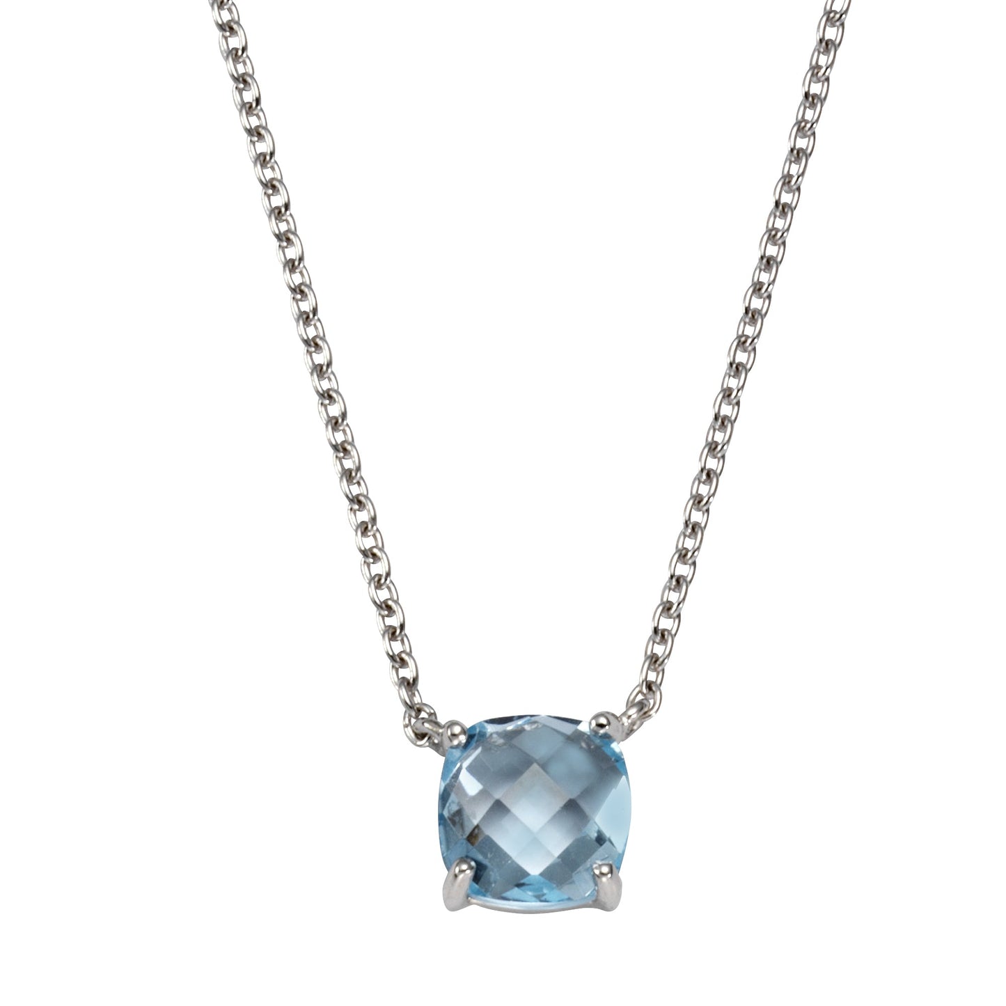 Collier 925/- Sterling Silber rhodiniert 47,0cm Blautopas beh.