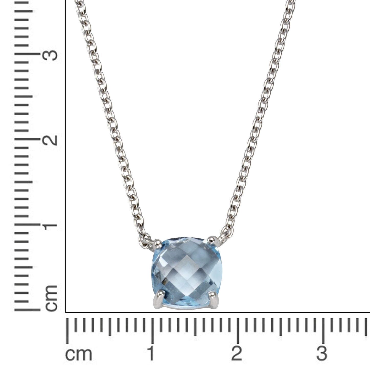 Collier 925/- Sterling Silber rhodiniert 47,0cm Blautopas beh.