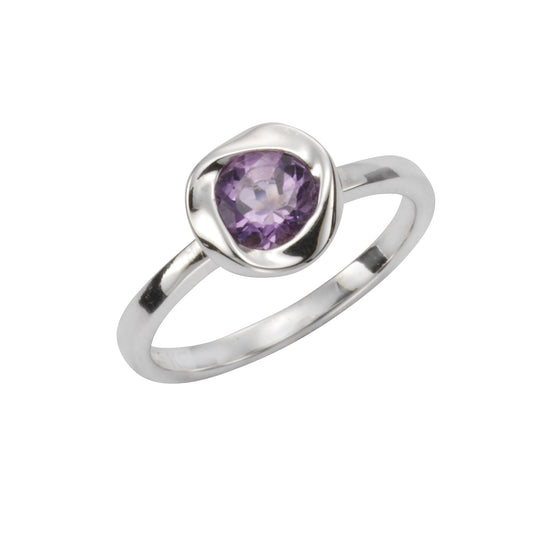 Ring aus 925/- Sterling Silber rhodiniert mit Amethyst glänzend