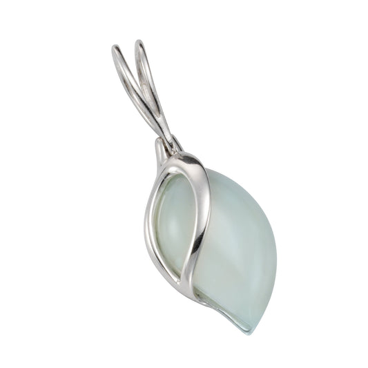 Anhänger aus 925/- Sterling Silber rhodiniert mit einem Aqua-Achat und 3,65cm Länge