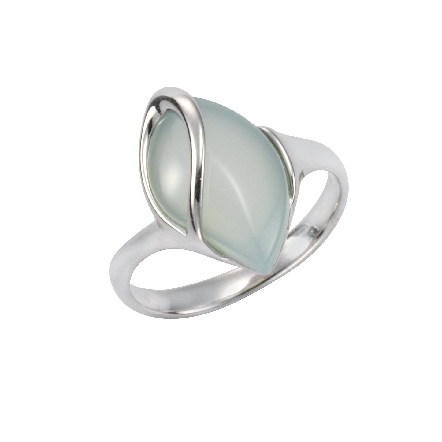 Damenring aus 925/- Sterling Silber rhodiniert mit einem Aqua-Achat