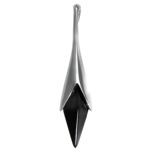 Anhänger aus 925/- Sterling Silber rhodiniert mit synth. Onyx und 3,5cm Länge