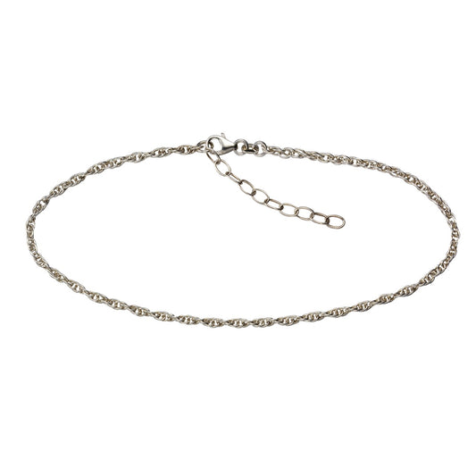 Echtschmuck Fusskette Damen 925 Silber rhodiniert Ankerkette 26+4cm