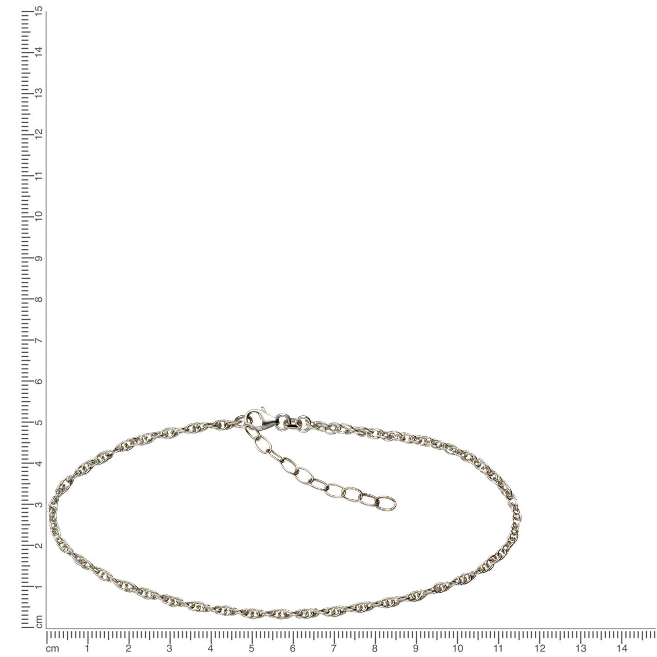 Echtschmuck Fusskette Damen 925 Silber rhodiniert Ankerkette 26+4cm