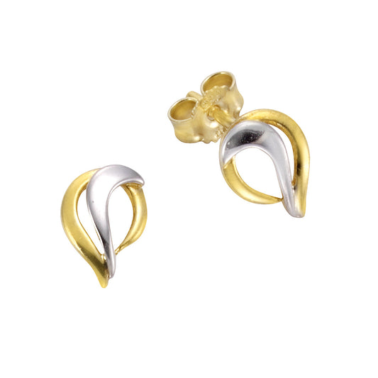 Ohrringe Gold 333 zweifarbig in geschwungener Form