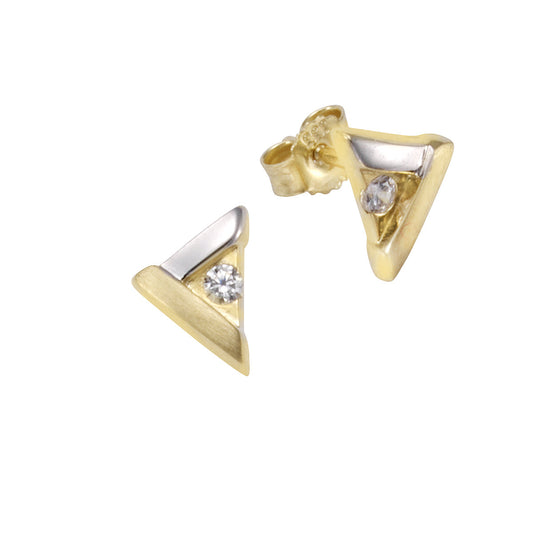 Ohrringe Gold 333 zweifarbig Zirkonia weiß