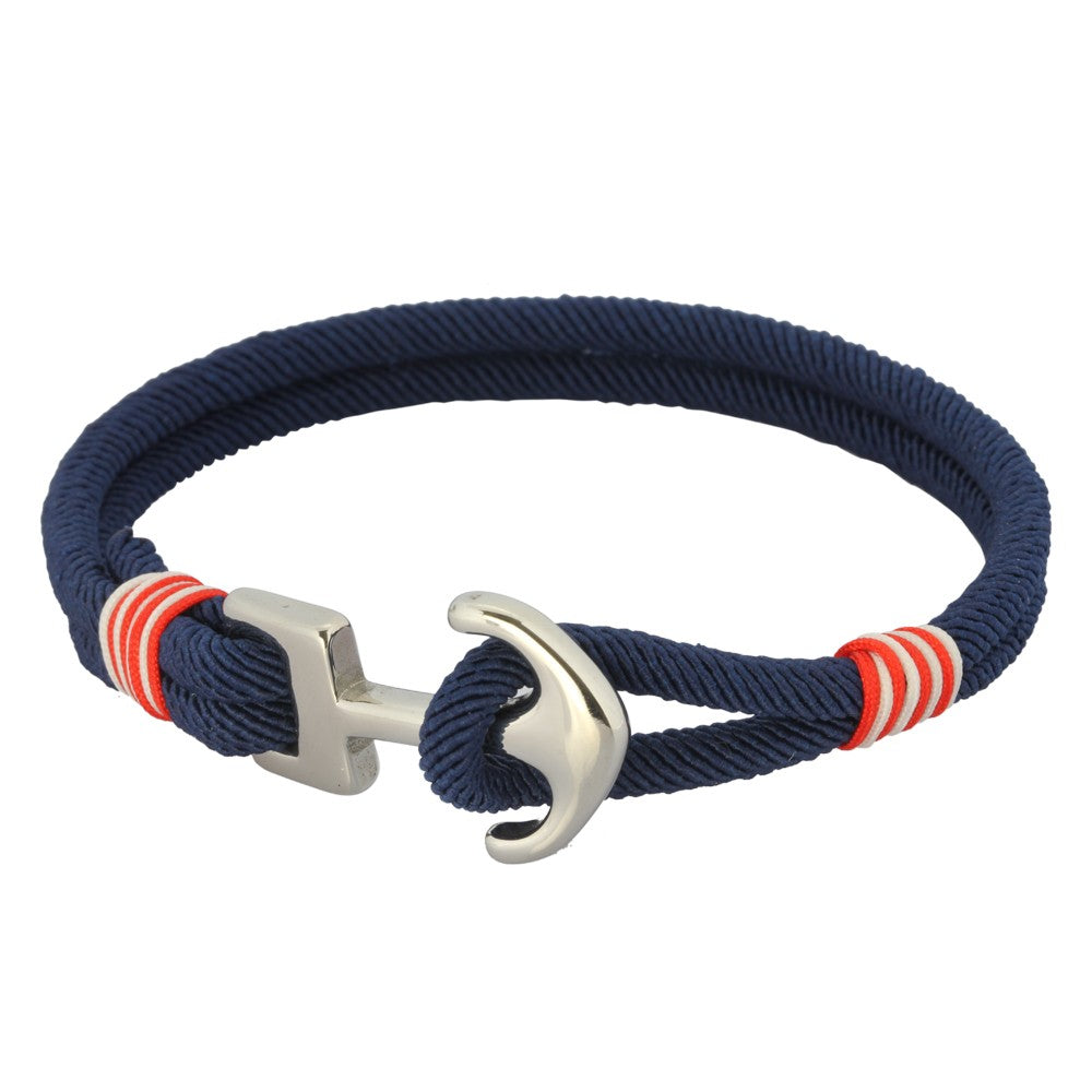 Armband Unisex Textilband mit Edelstahl Anker 21cm