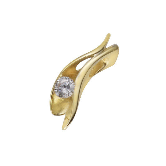 Anhänger aus 333/- Gelbgold mit einem weißen Zirkonia-Stein und 1,8cm Länge