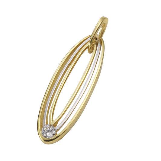Anhänger aus 333/- Gelbgold mit einem weißen Zirkonia-Stein und 3,35cm Länge