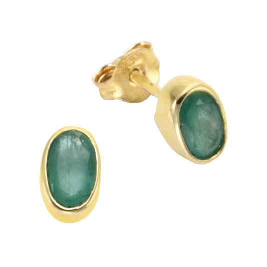 Ohrstecker aus 375/- Gelbgold mit je einem Smaragd und 0,7cm Länge