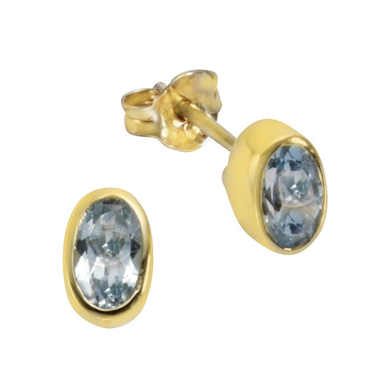 Schmuck Ohrstecker Damen 333er Gelbgold mit Blautopas (beh.) 0,7cm, 1 Paar günstig kaufen