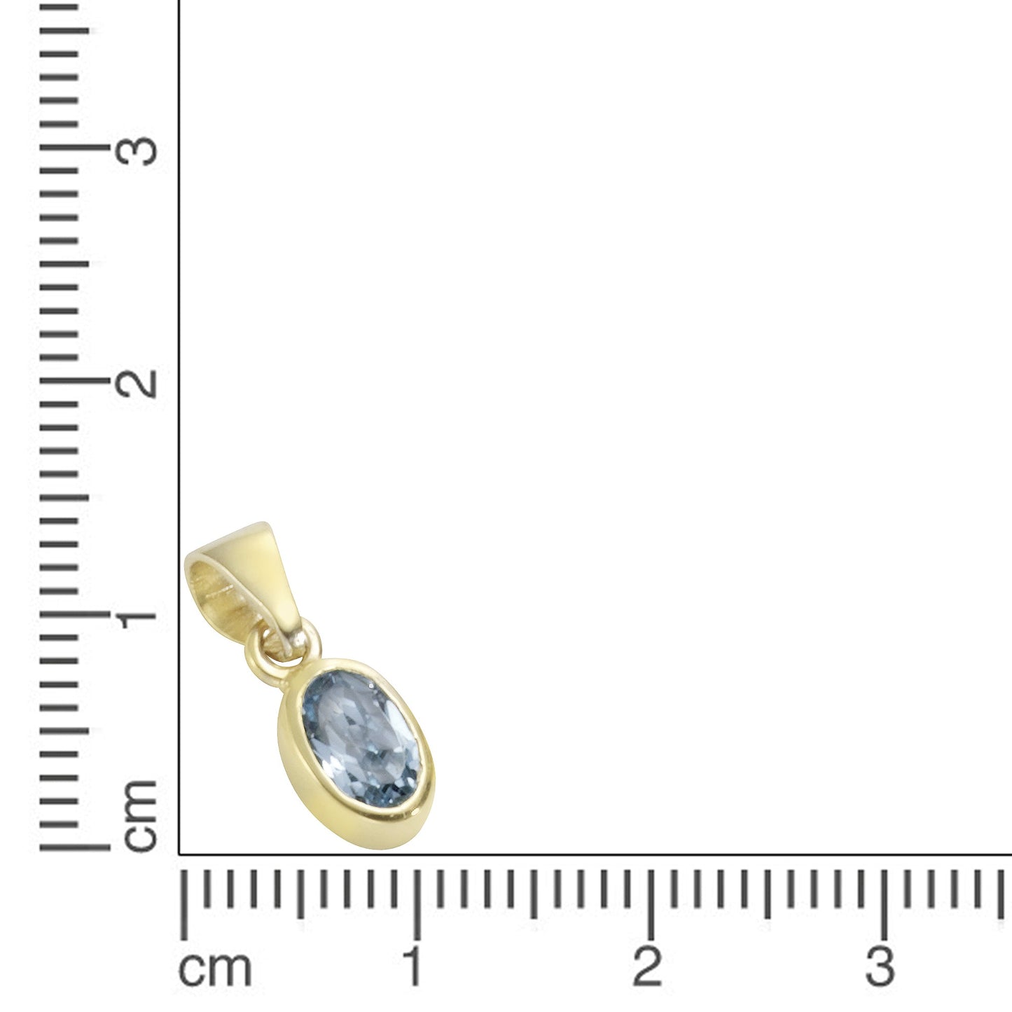 Anhänger 333/- Gold rhodiniert 1,3cm Blautopas beh.