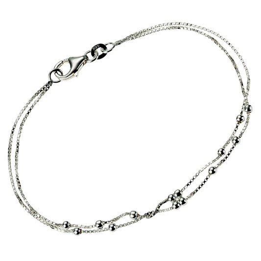 Armband aus 925/- Sterling Silber zweireihig mit Veneziakette und Kugeln sowie 19cm Länge