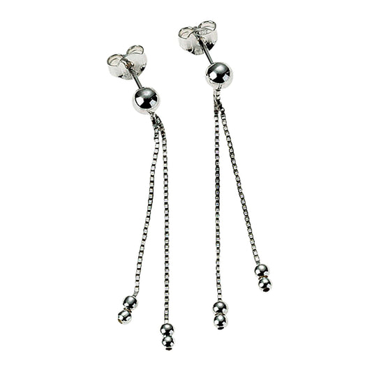 Ohrstecker aus 925/- Sterling Silber, zweireihig mit 4,3cm Länge