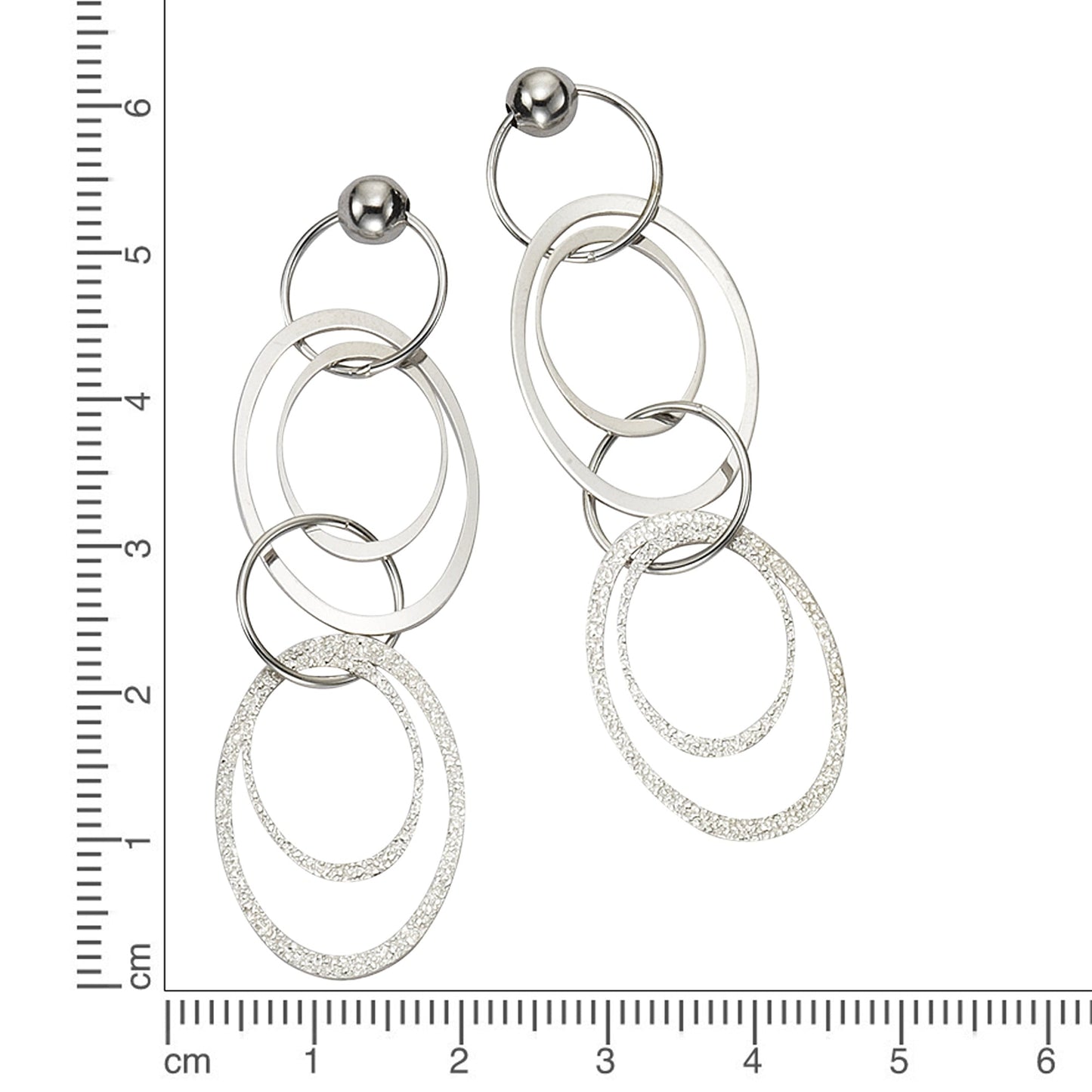 Ohrringe 925/- Sterling Silber rhodiniert 6,0cm ohne