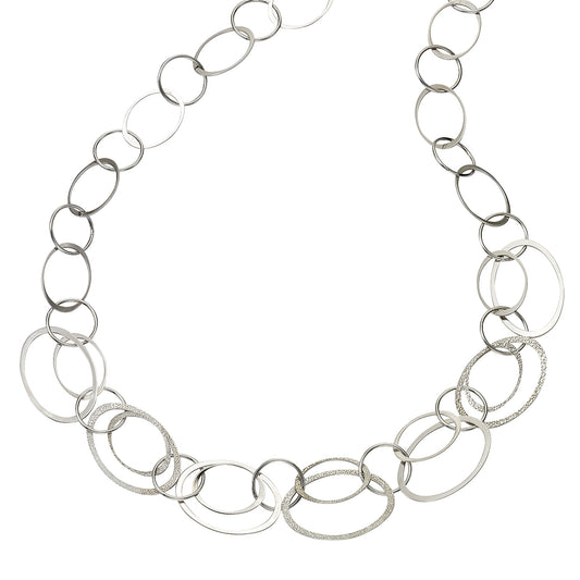 Celesta - Damen-Halskette aus "Ringe" aus 925 Sterling Silber rhodiniert 45cm lang