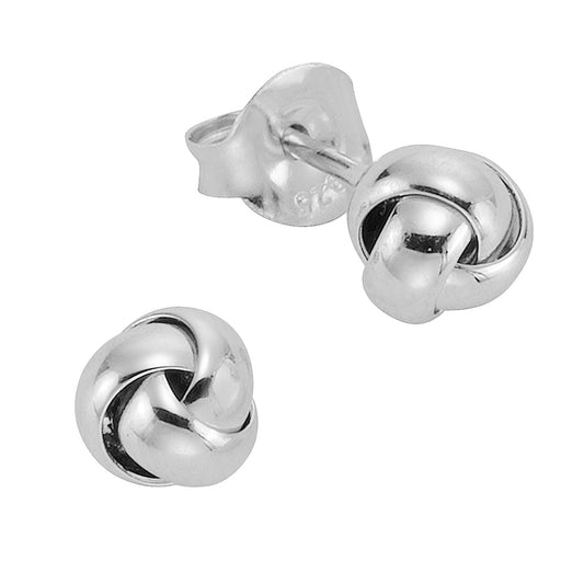 Celesta - Ohrringe 925 Silber rhodiniert, Knoten mit 6mm Durchmesser