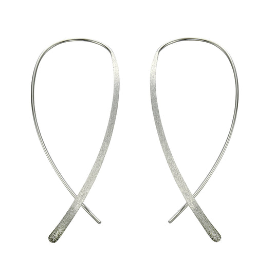 Celesta - Damen-Ohrhänger aus 925 Sterling Silber rhodiniert 70mm lang eismatt + glanz