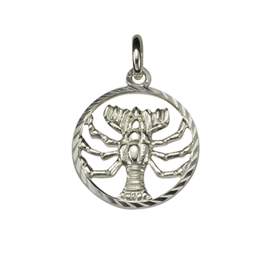 Anhänger Sternzeichen Krebs 925/- Sterling Silber rhodiniert mit 15mm Durchmesser und 21mm Länge